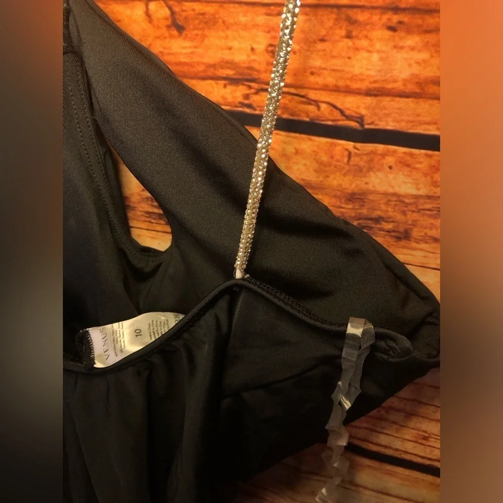 Black One piece with embellished Diamond straps